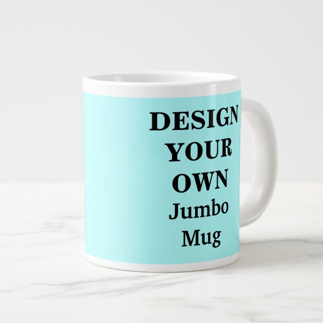 De Café Grande Design Sua Própria Caneca Jumbo - Azul Claro (Frente Esquerda)