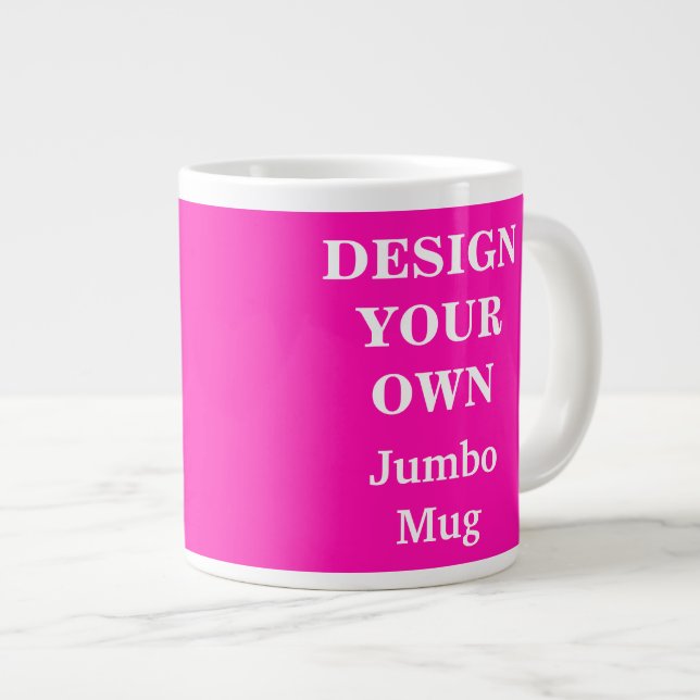 De Café Grande Design Sua Própria Caneca Jumbo - Rosa Brilhante (Frente Esquerda)