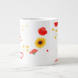 De Café Grande Estrela Floral e caneca do Coração - Girassol Bril