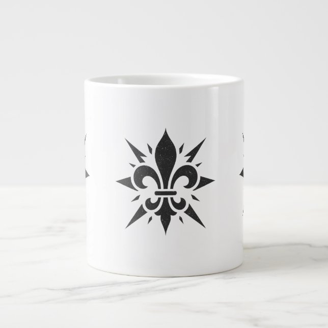 De Café Grande "Fleur-de-lis Estilizada" Caneca Especial (Frente)