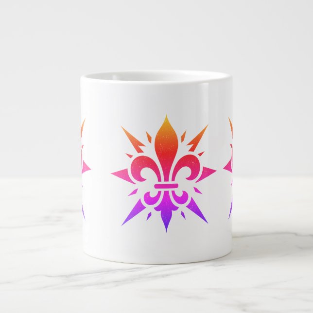 De Café Grande "Fleur-de-lis Estilizada" Caneca Especial (Frente)