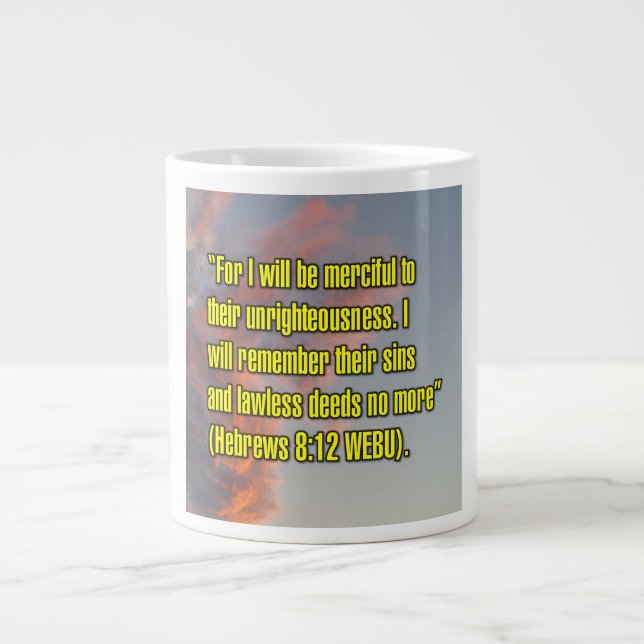 De Café Grande Hebreus 8:12 WEBU Caneca (Frente)
