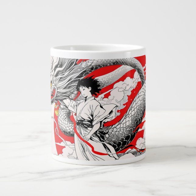 De Café Grande Majexpressa Dragão e caneca guerreira (Frente)