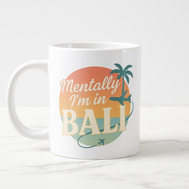De Café Grande Mentalmente estou em Bali – Caneca Tropical Retro  (Esquerda)