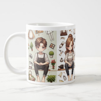 De Café Grande O homem, a mulher. 1 caneca especial