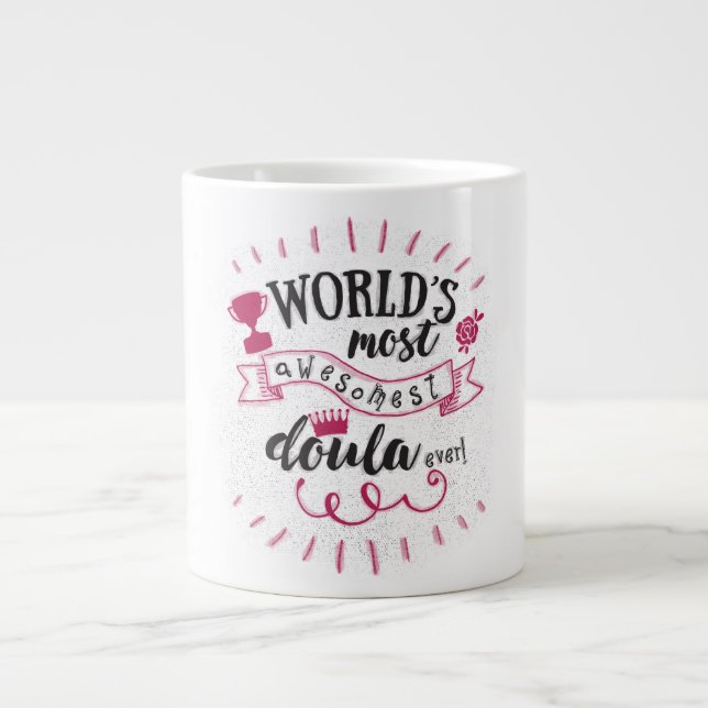 De Café Grande O mais horrível doula do mundo. Caneca jumbo. (Frente)