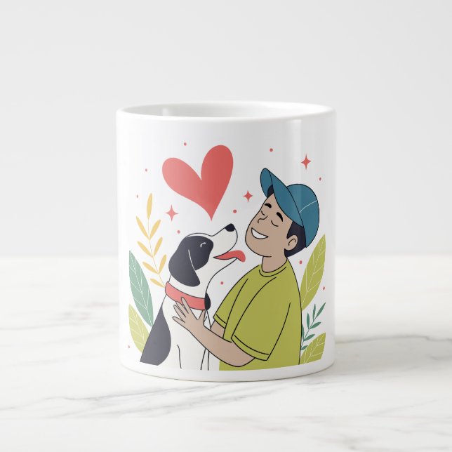 De Café Grande Rapaz Encantador Abraçando Caneca (Frente)