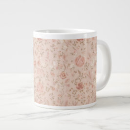 De Café Grande Rosa Dourada Delta 7 | Caneca Floral Pêssego Suave