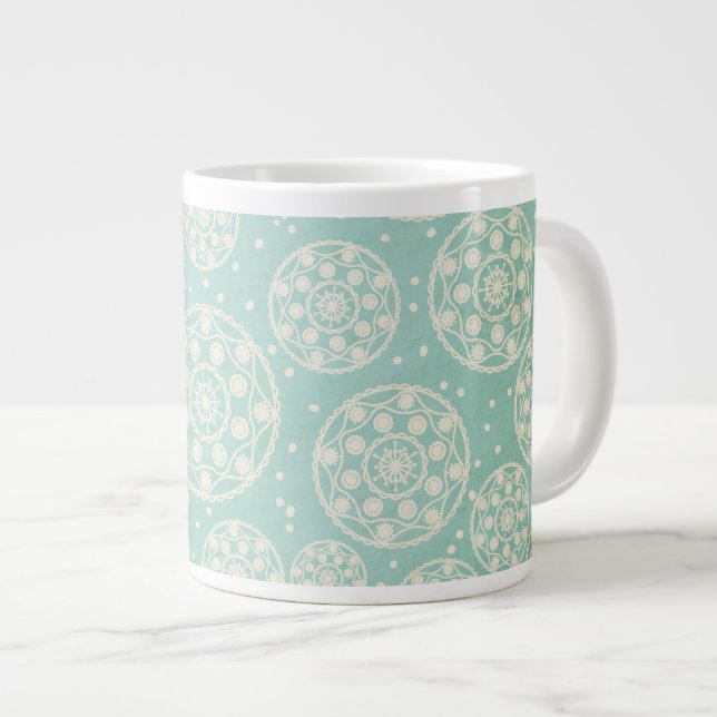 De Café Grande Snowflake toca na caneca especial azul-aqua (Frente Esquerda)