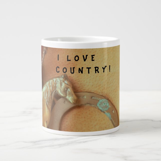 De Café Grande Uma caneca ocidental. EU AMO O PAÍS! (Frente)