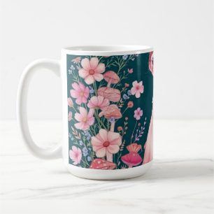 De Café Grinalda Floral Rosa Caprichosa Caneca Teal Escuro