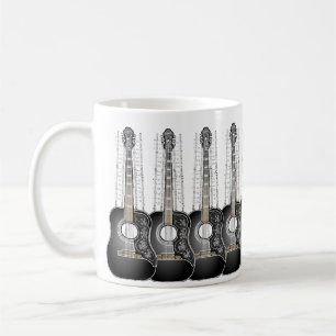 De Café Guitarra com partitura - caneca do vintage
