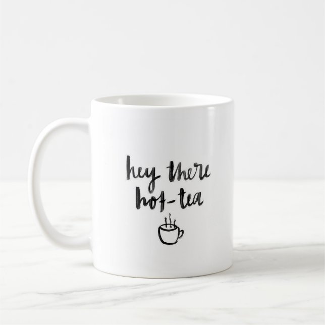 De Café "Hey lá caneca branca clássica do Quente-Chá" - (Esquerda)