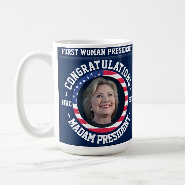 De Café Hillary ganhou a eleição! Caneca da celebração (Esquerda)