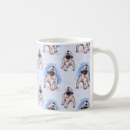 De Café Impressão da aguarela, cão do Pug, uma caneca do