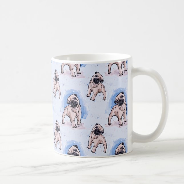 De Café Impressão da aguarela, cão do Pug, uma caneca do (Direita)