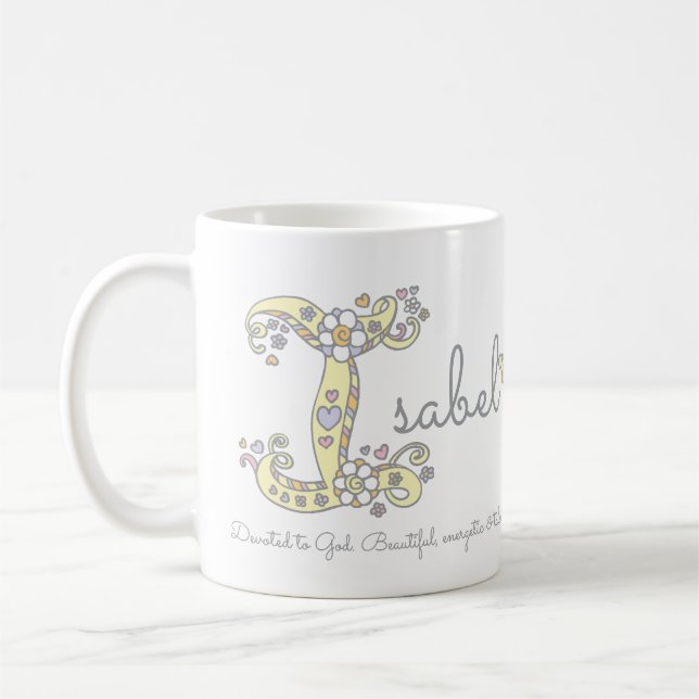 De Café Isabel I nome e significado da caneca monograma (Esquerda)