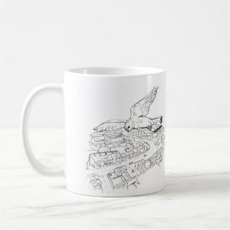 De Café Kestrel sobre a caneca da cidade