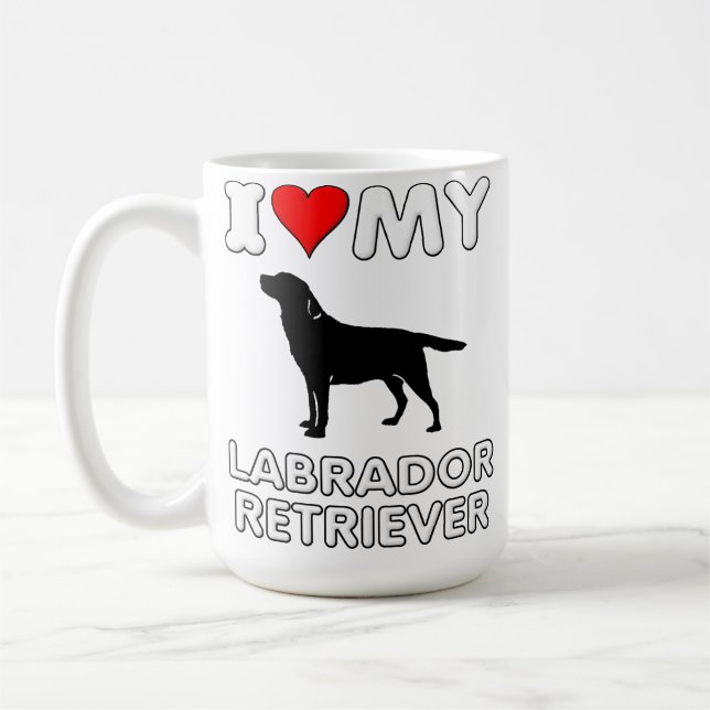 De Café Labrador retriever eu amo o coração minha caneca (Esquerda)