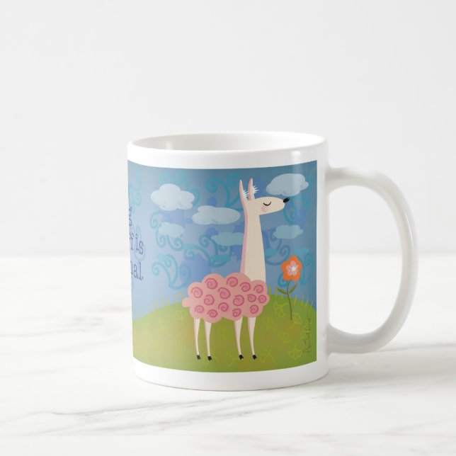 De Café Lama cor-de-rosa na caneca da cume (Direita)