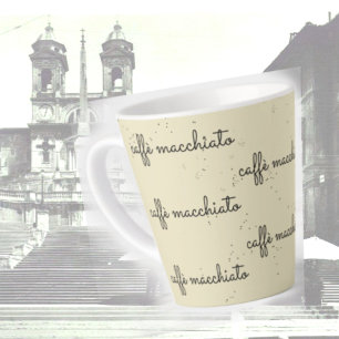 De Café Latte Caffè macchiato em uma caneca antiga