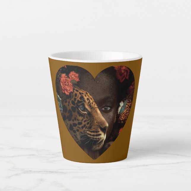 De Café Latte Caneca Afro Lion (Frente)