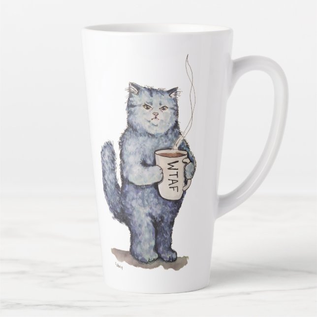 De Café Latte Caneca Blue Cat WTAF (Direita)