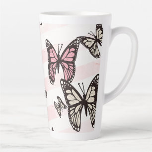 De Café Latte Caneca Borboletas & listras (combina com o diário)