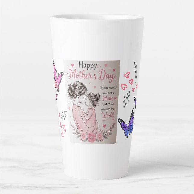 De Café Latte Caneca Dia das Mães Borboleta Feliz (Frente)