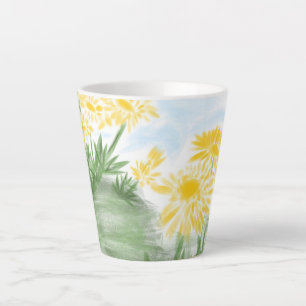 De Café Latte Caneca floral amarela