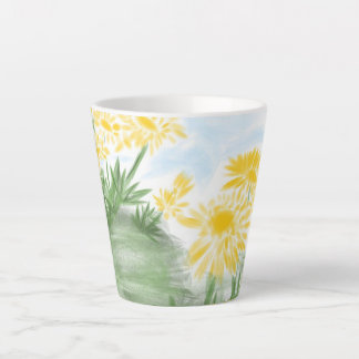 De Café Latte Caneca floral amarela