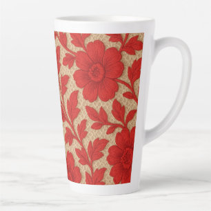 De Café Latte caneca Floral Vermelho em design