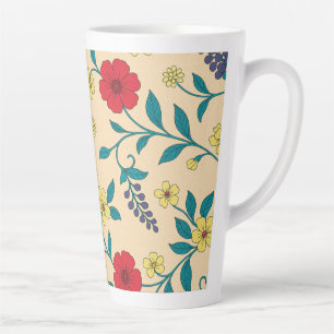 De Café Latte Caneca Floral Vintage com Hibiscos
