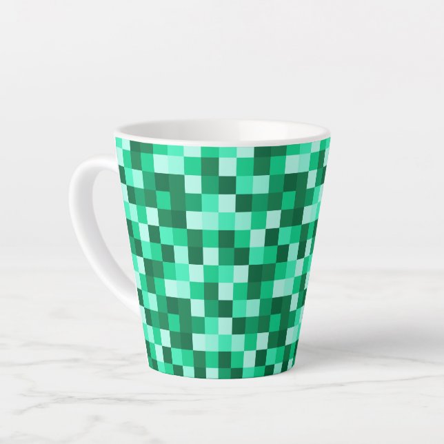 De Café Latte Caneca Inspirada em Micraft Pixels Verdes (Ângulo esquerdo)