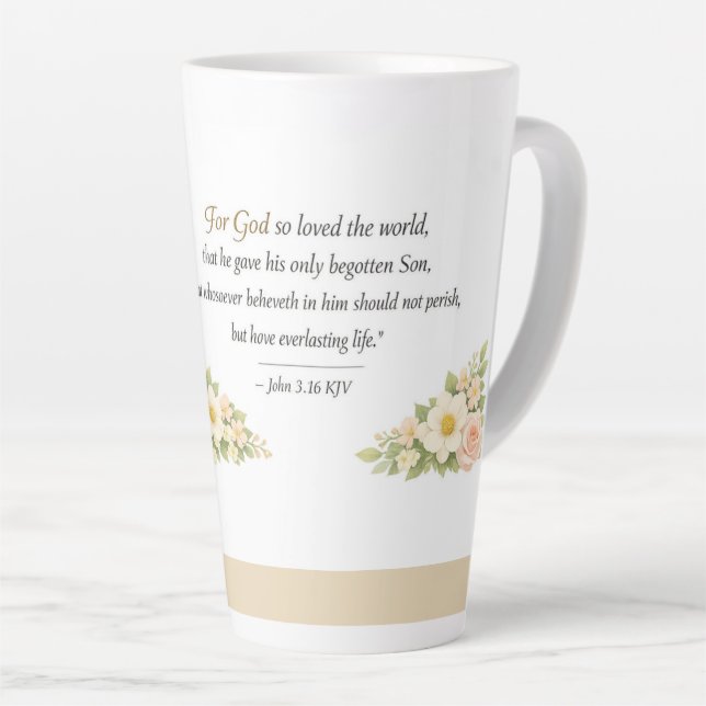 DE CAFÉ LATTE CANECA JOHN 3:16 (Ângulo direito)