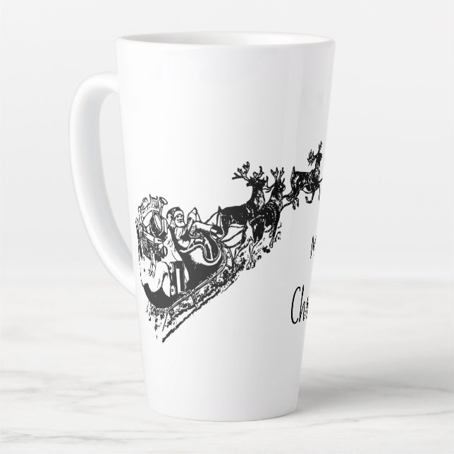 De Café Latte Caneca Natal Alta, Preta e Branca (Ângulo esquerdo)