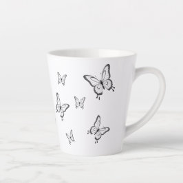 De Café Latte Caneca Pequena Branca Borboletas
