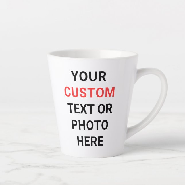 De Café Latte Caneca Personalizada | Adicione Texto, Foto, Logot (Direita)
