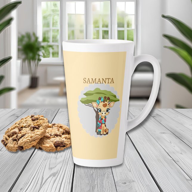 De Café Latte Caneca Personalizada da Girafa na Savana (Criador carregado)