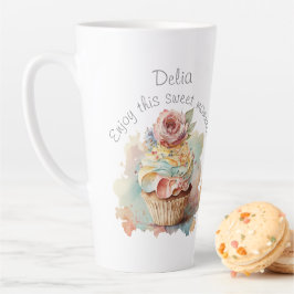 De Café Latte Caneca personalizada. Presente para ela. Cupcake