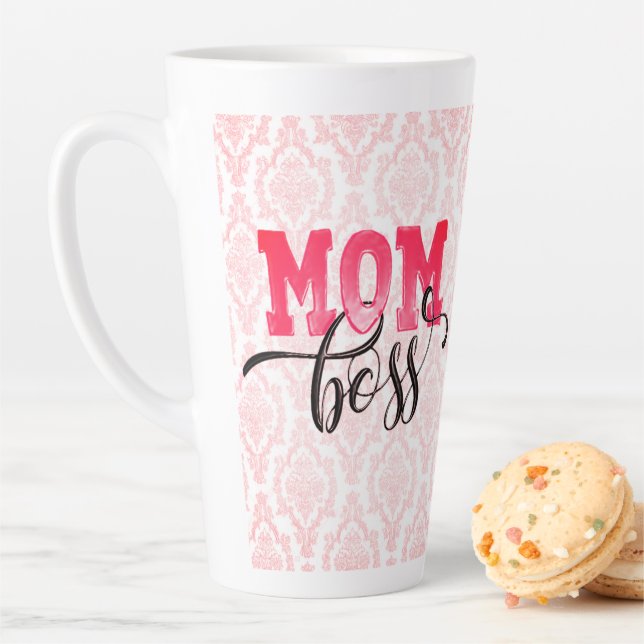 De Café Latte CANSAÇO MÃE - Caneca da Mãe Estilosa Arabesco Rosa (In Situ)