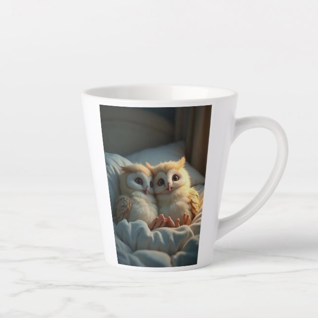 De Café Latte Corujas bonitas na caneca (Direita)