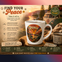 Encontre Sua Paz Caneca Camper Pôr do Sol Rústico