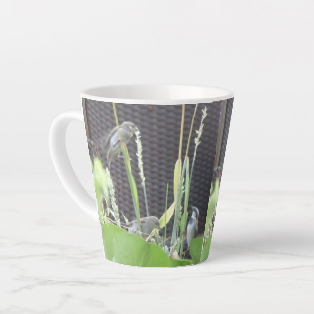 De Café Latte Grafitos na caneca do jardim (Ângulo esquerdo)
