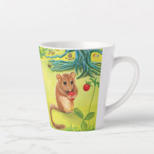 De Café Latte Hazel Dormouse Comendo Morango Pequeno Caneca Latt