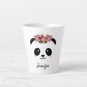 De Café Latte Kawaii panda caneca floral fofa personalizada