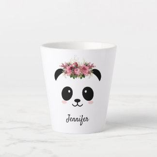De Café Latte Kawaii panda caneca floral fofa personalizada