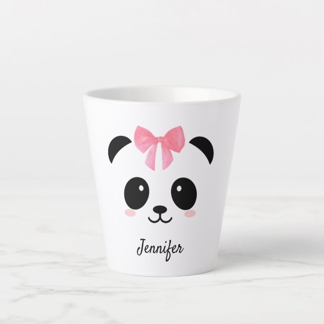 De Café Latte Kawaii panda caneca latina fofa personalizada (Frente)