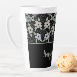 De Café Latte Larga Lábia Feliz Aniversário Flor Caneca