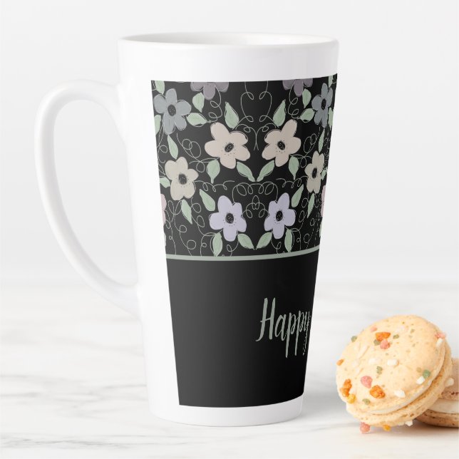 De Café Latte Larga Lábia Feliz Aniversário Flor Caneca (In Situ)
